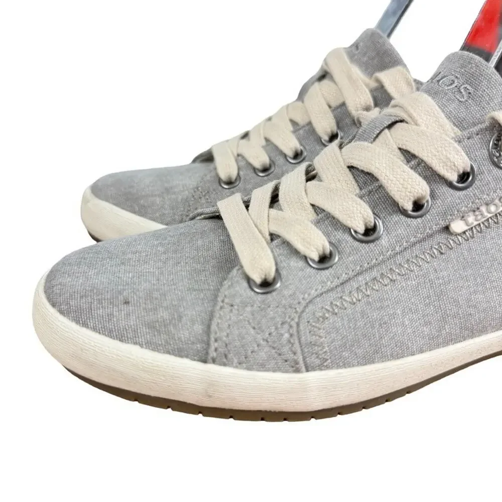 Taos Star Gray Lace Up Sneakers Canvas Shoes Casual Comfort Neutral sz 6.5